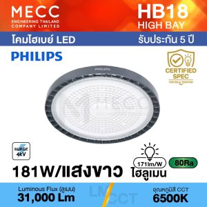 โคมไฮเบย์ Hi-Bay LED 181W 6500K 31,000lm รุ่น HB18 แสงขาว