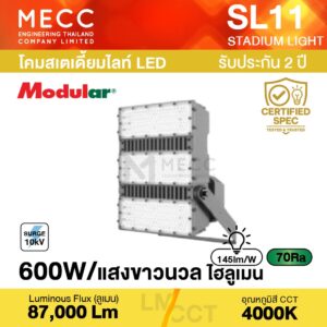 โคมสเตเดี้ยมไลท์ Stadiumlight LED 600W 4000K 87,000lm รุ่น SL11 แสงขาวนวล
